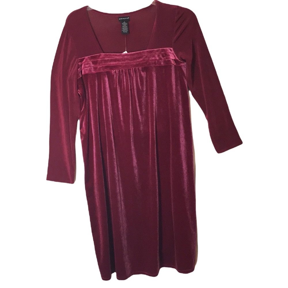 Citiknits Burgundy Red Velour Holiday Dress